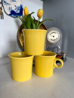 Fiestaware Yellow Ceramic Fiestaware Coffee Mugs - Set of 3